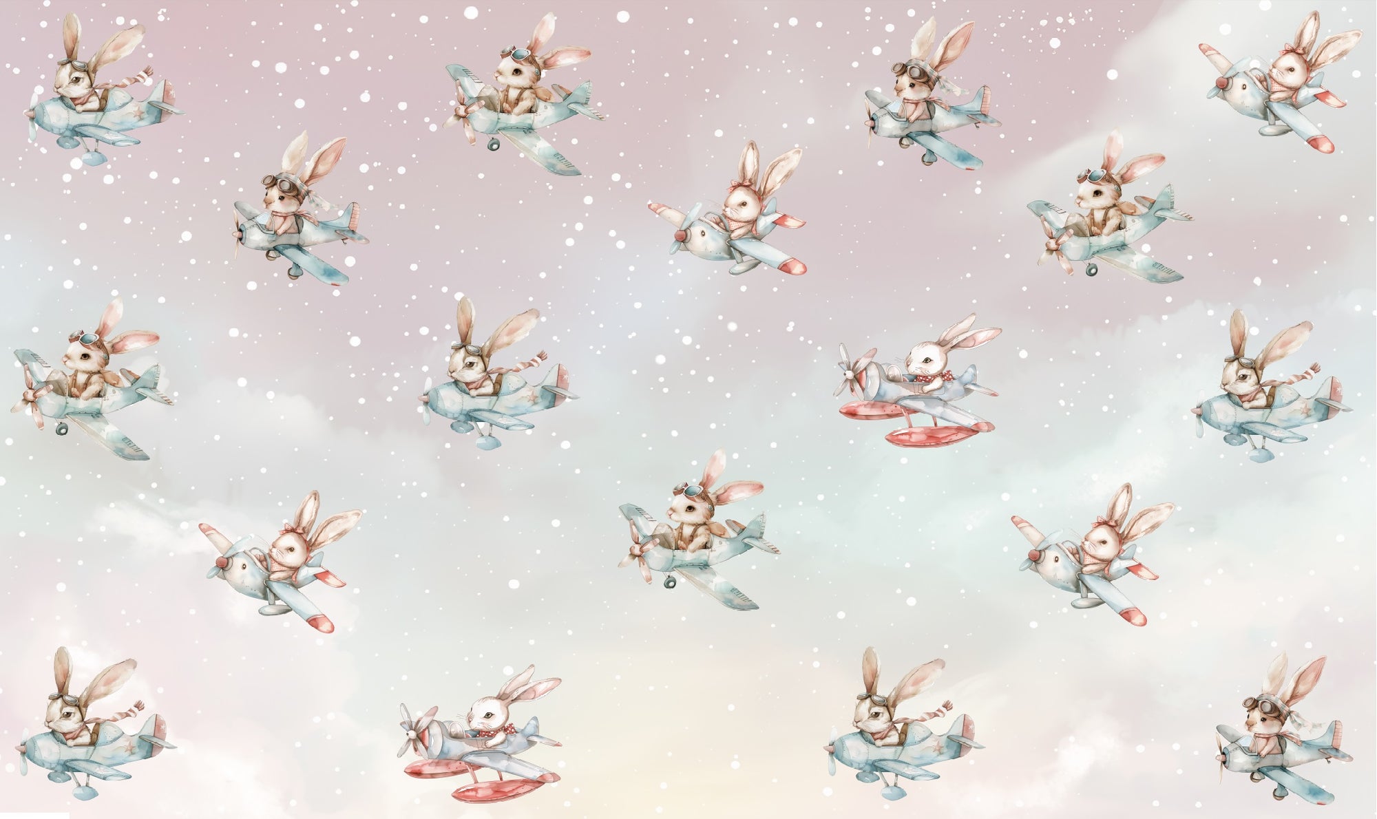 Chats aquarelle volant en tenant un bouquet de ballons
