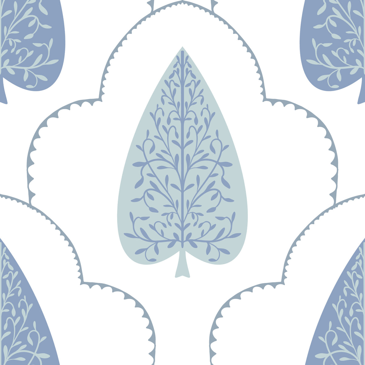 Blue Botanic Arbor Wallpaper⁠ in your room — zoomed