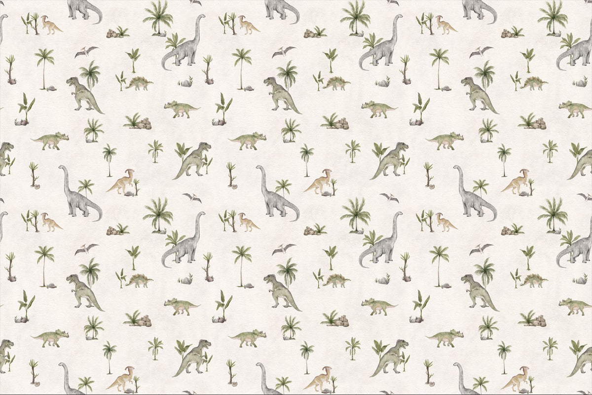 Creme Beige Dinosaurier Tapete in your room — zoomed