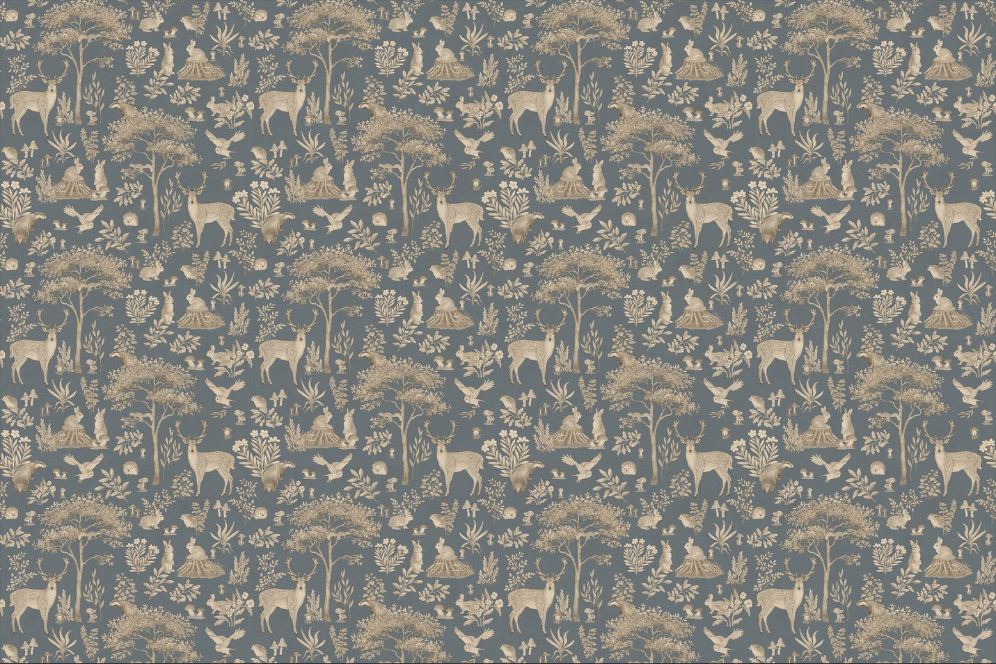Vintage Blue Wildlife Wallpaper
