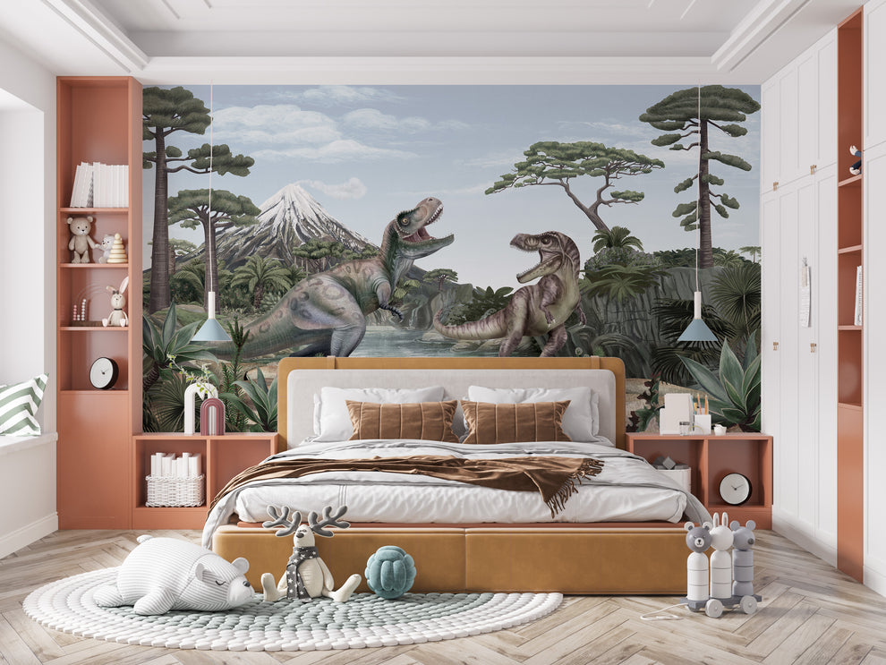 Terrific T-Rex Dinosaur Mural Wallpaper Terrific T-Rex Dinosaur Mural Wallpaper