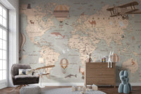 Vintage Aeronautical World Mural - Giffywalls