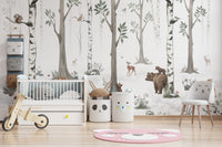 White Forest wallpaper with serene forest animal details