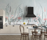 Ornate Painted Floral Pink Mural - Giffywalls