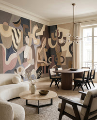 Lunar Silence wall mural sets the tone for a relaxed living room scene