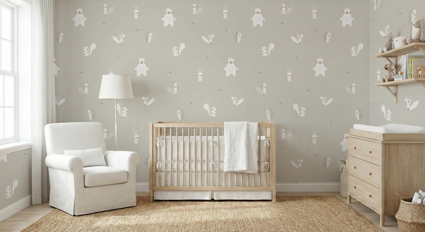 Hvid farve skovdyr tapet