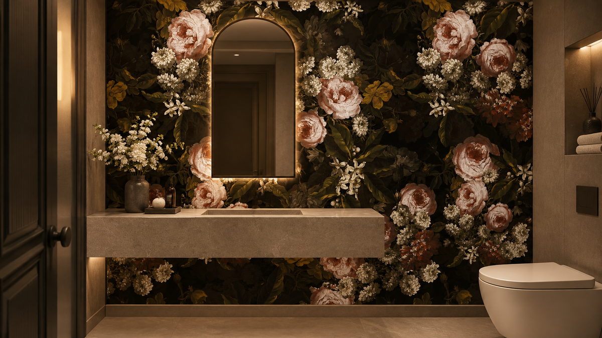 Midnight Baroque Bloom Wall Mural
