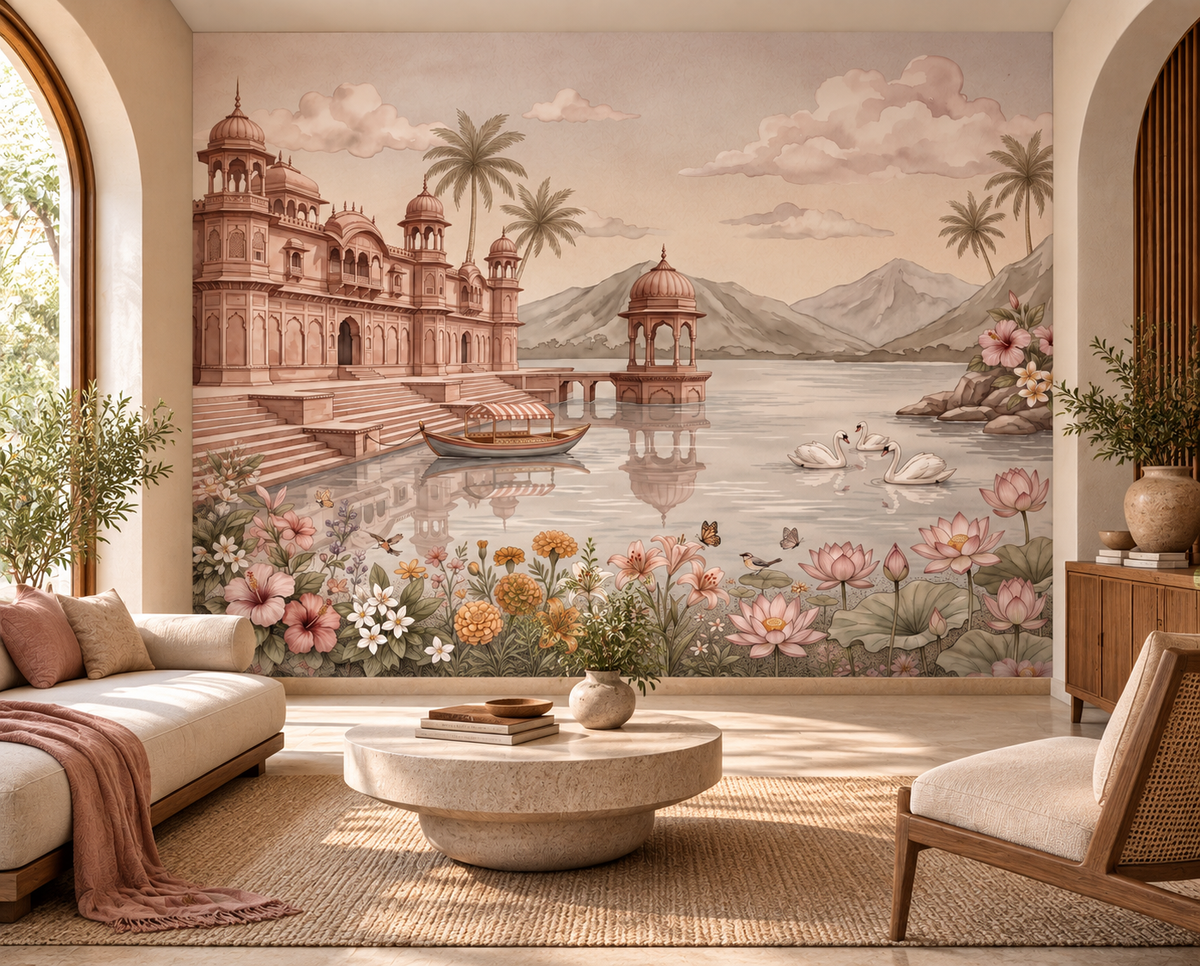 Väggmålning med Swan Lake Palace – RJM05
