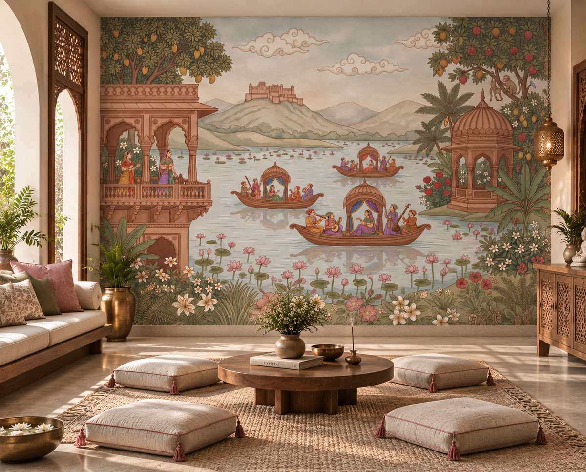 Pichwai Lake Reverie Wandgemälde – RJM17