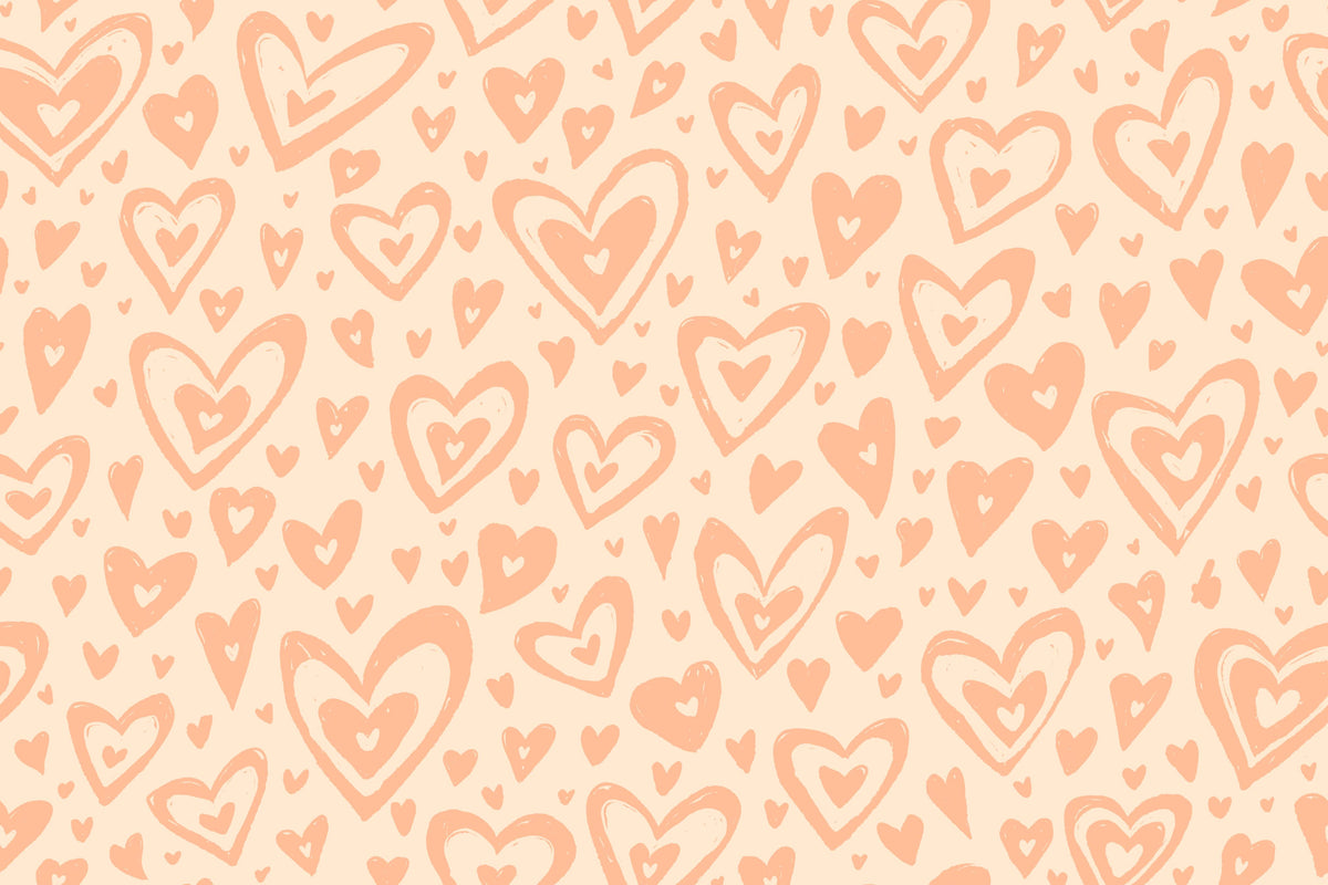 Peach Fuzz Hearts Wallpaper Murals in your room — zoomed