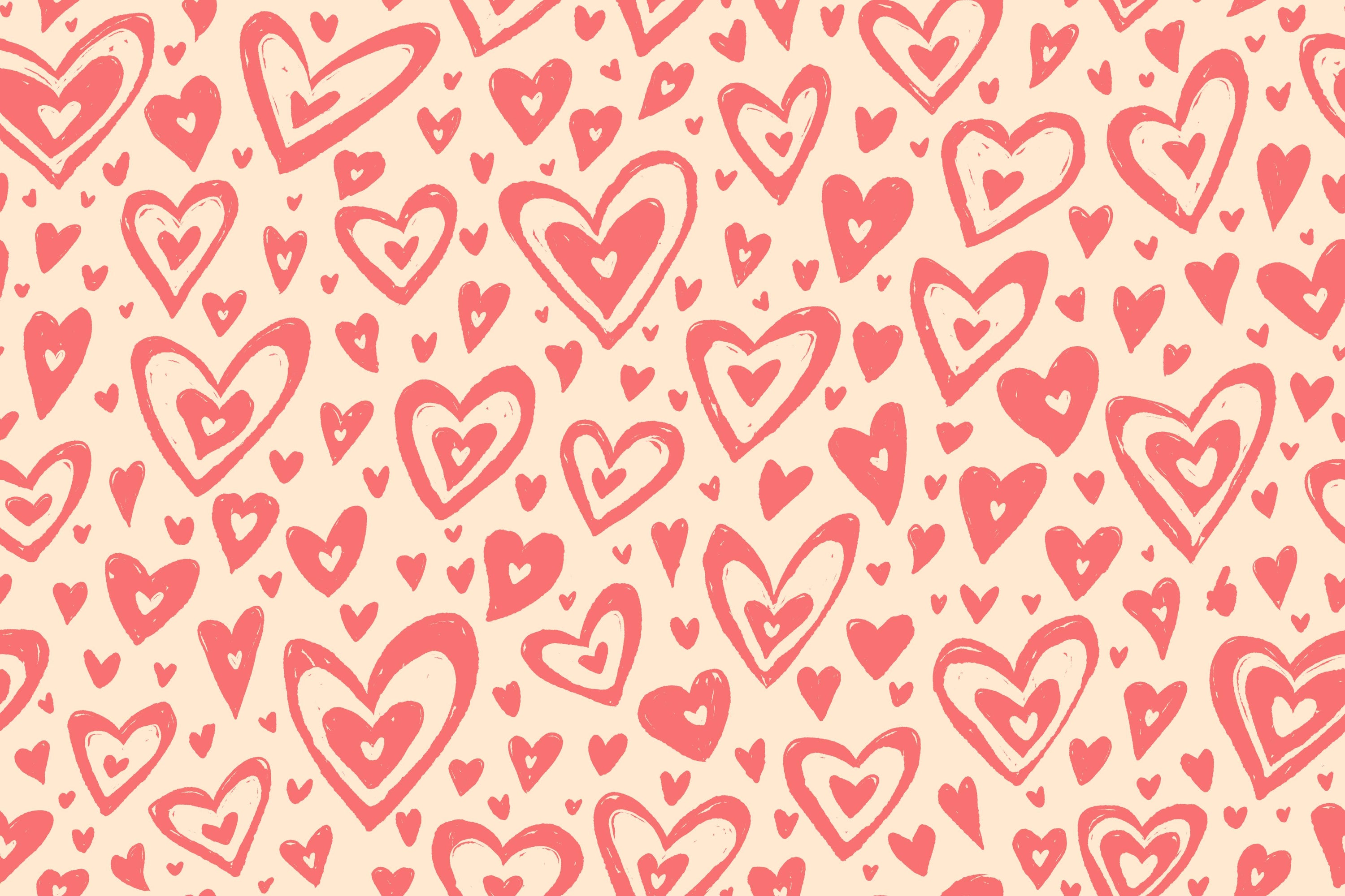 Pink Hearts Tapeten Wandbilder in your room — zoomed