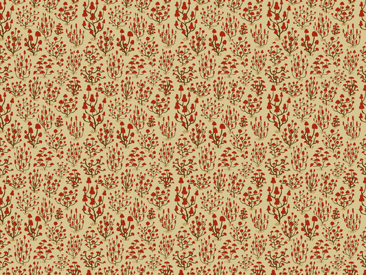Ditsy Mushrooms Red Wallpaper