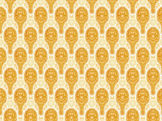 Floral Rockets Golden Yellow Wallpaper