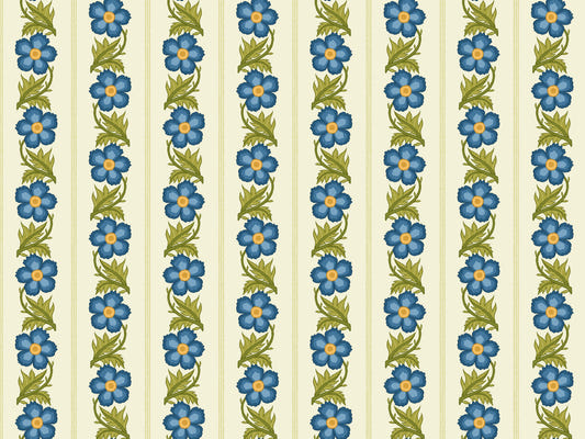 Blumenstreifenblau Tapete