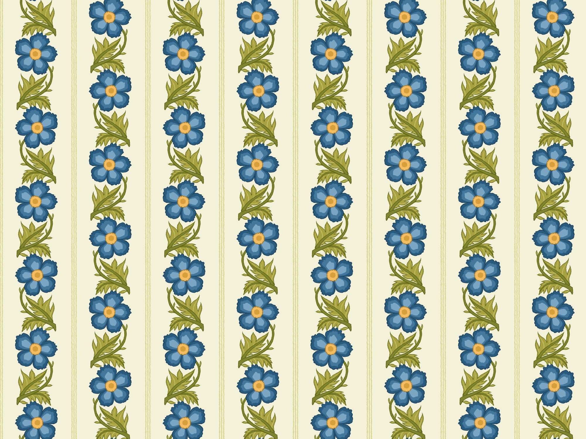 Blumenstreifenblau Tapete