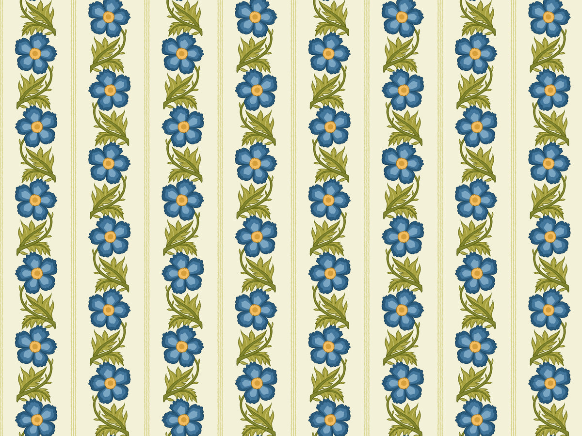 Blumenstreifenblau Tapete in your room — zoomed