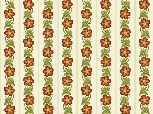 Floral Stripe Red Wallpaper