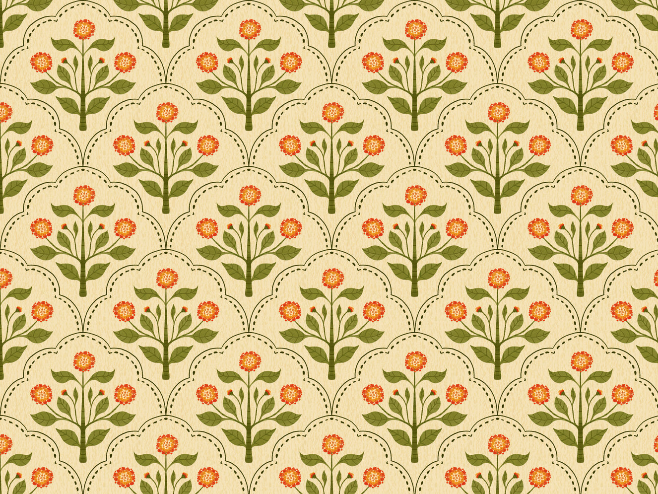 Oranje lantana bloemen behang