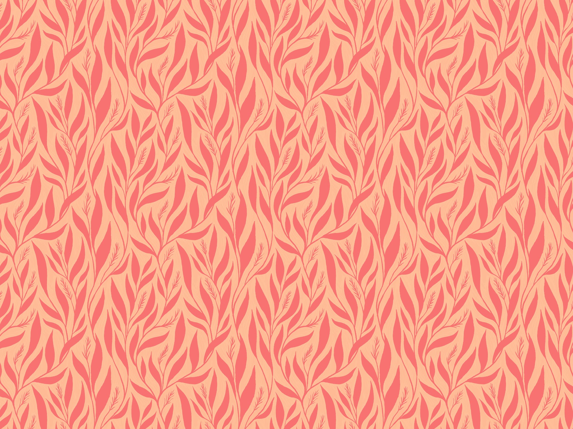 Peach and Pink Leavescapes tapet in your room — zoomed