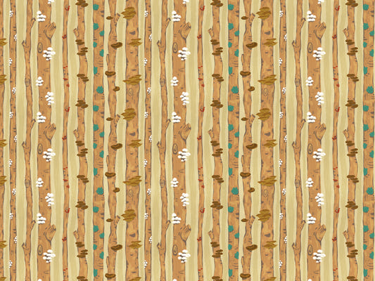 Mushrooms on Tree Trunks Wallpaper