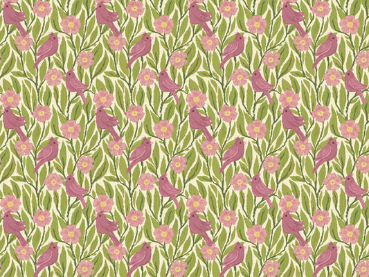 Fond d'écran des oiseaux roses et des fleurs