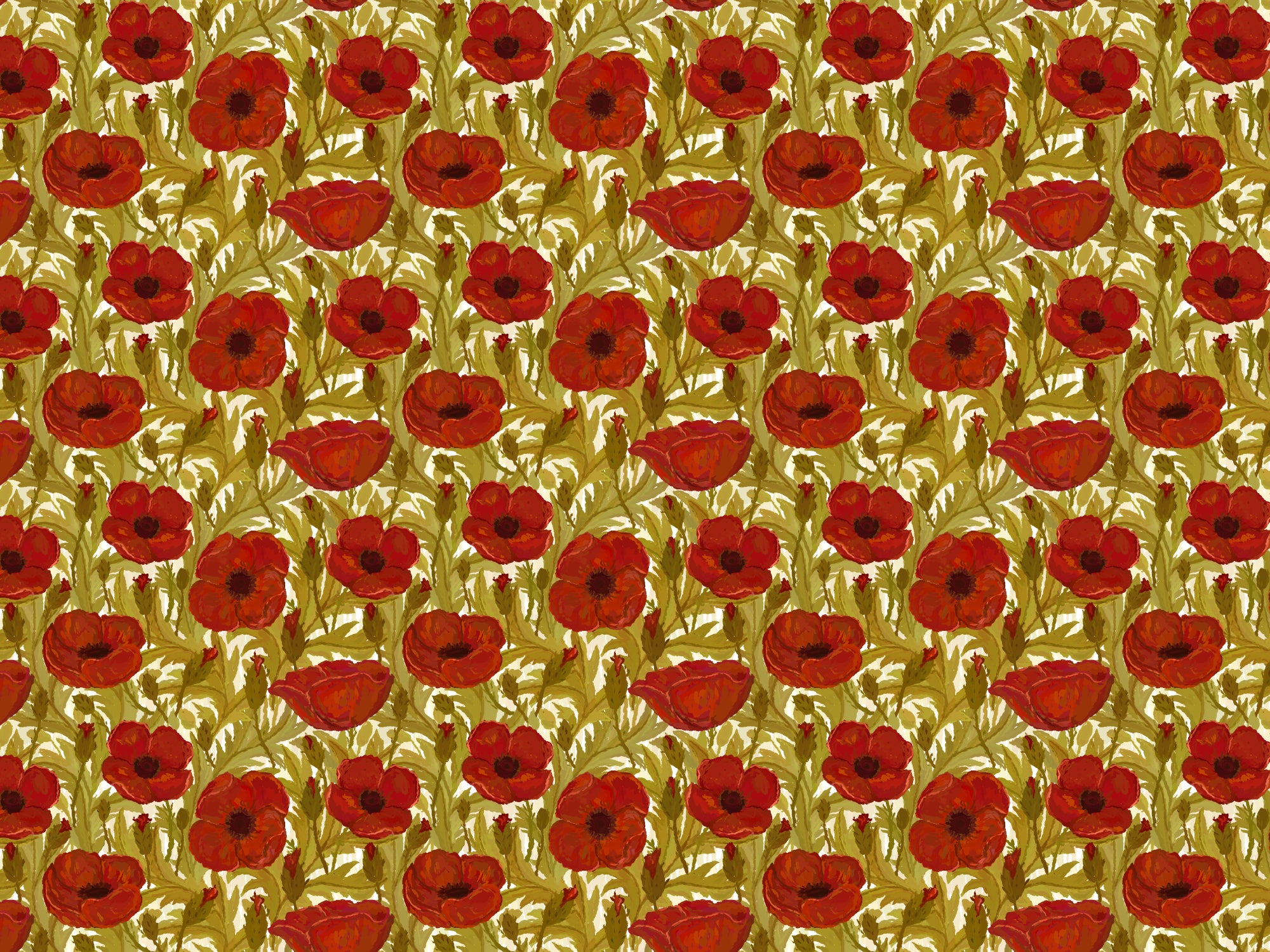 Rote Mohn -Vintage -Tapete