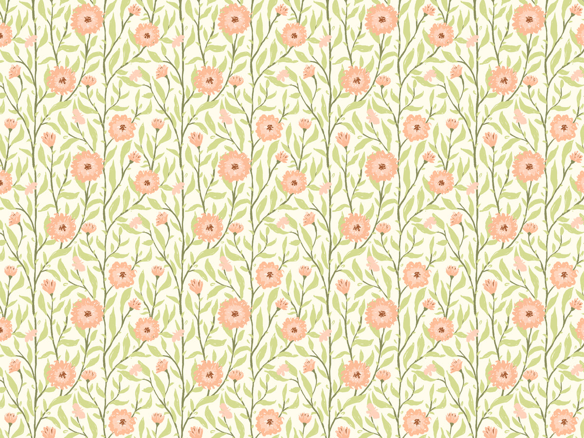Spring Trellis Peach Fuzz Wallpaper in your room — zoomed
