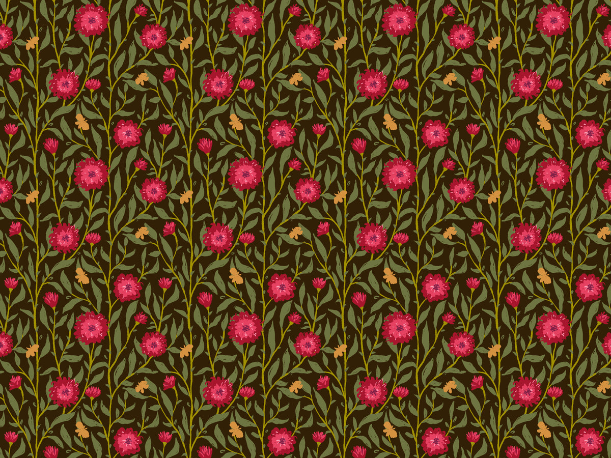 Dark Magenta Spring Trellis Wallpaper