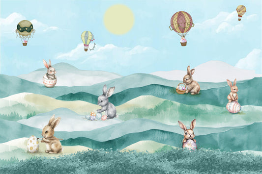 Spring Bunny Easter Egg Wall Mural