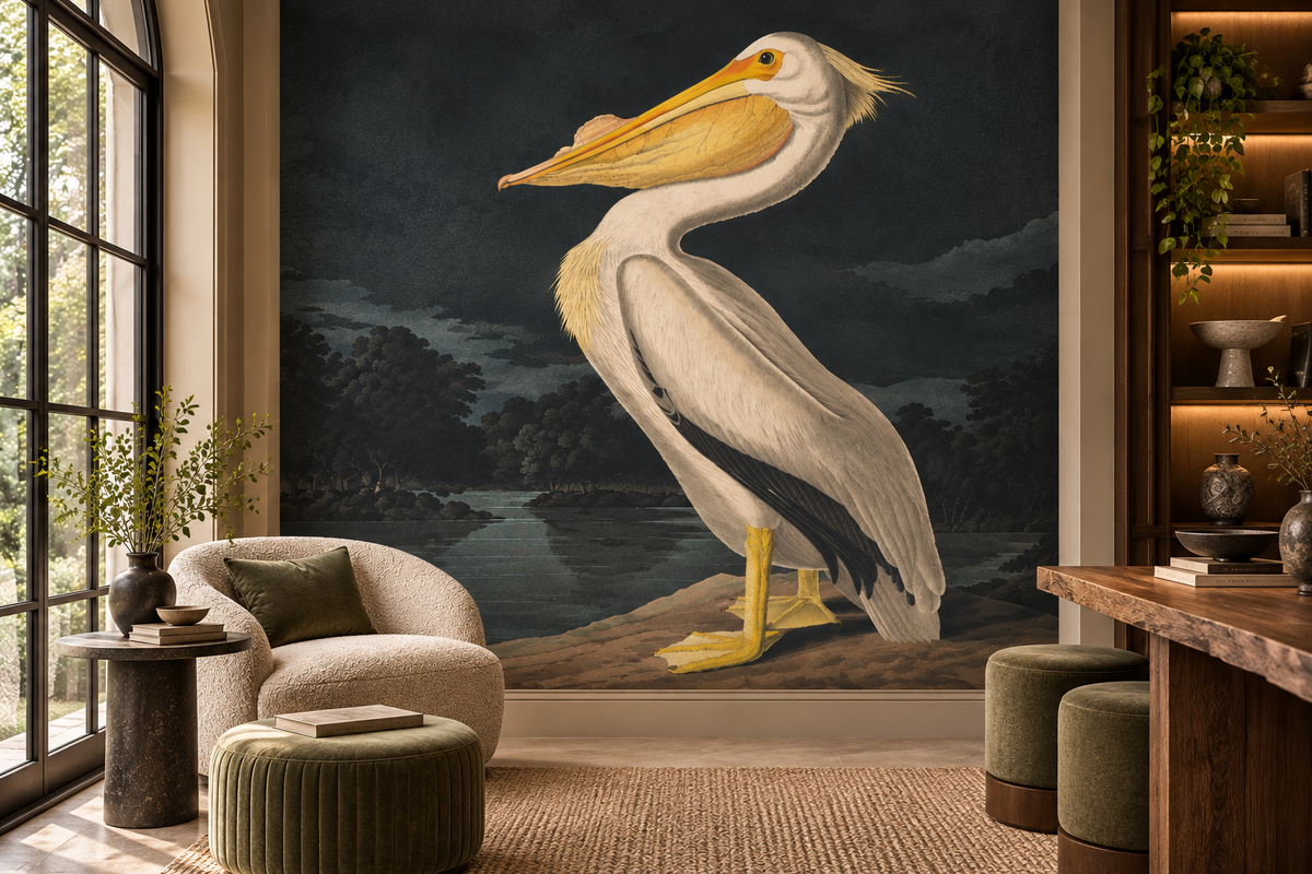 Weiße Pelican Wallpaper Wandbild