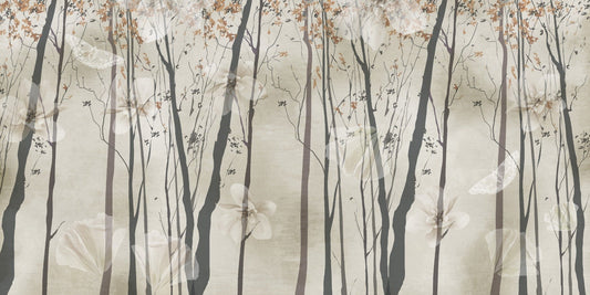Serene Beige Woods tapet väggmålning