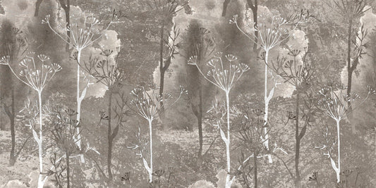 Sepia grå färgade abstrakta skogsträd tapeter väggmålningar