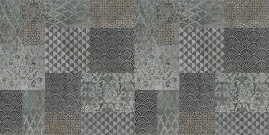 Grå betongmönster Art Deco Patchwork Wallpaper Gurals