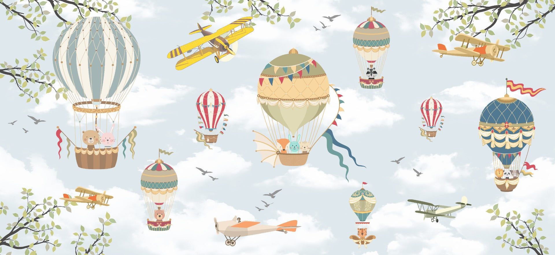 Schwimmende Luftballons Kinder Wallpaper Wandbild