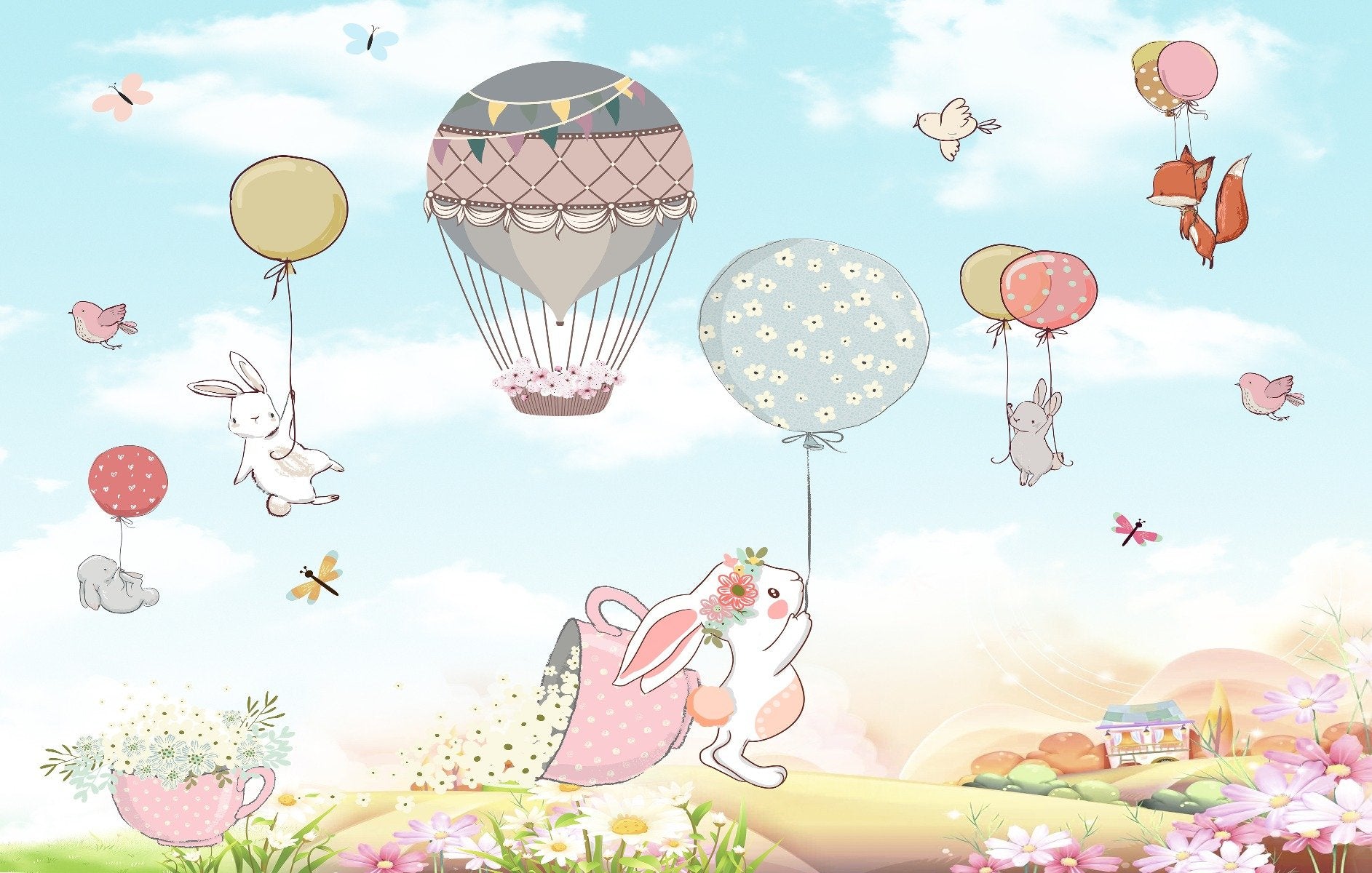 Animated Cartoon Kids Room Wallpaper Mural