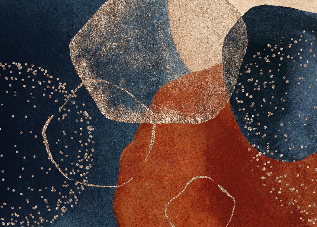 Navy Blue Terracotta Watercolor Wallpaper Mural in your room — zoomed