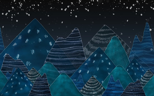 Night Night Lofty Hills Landscape Kids Wall Mural