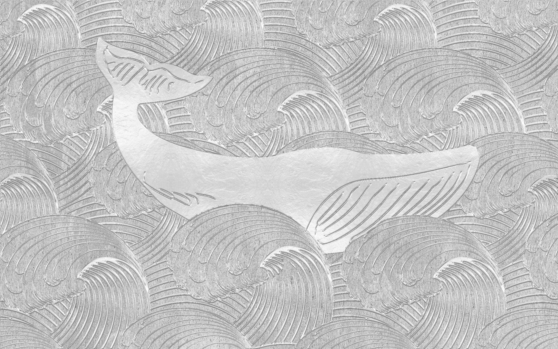 Silver Whale Handmade Kids Wallpaper Mural in your room — zoomed