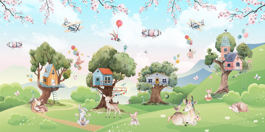 Magical Cartoon Jungle Kids Wallpaper Mural