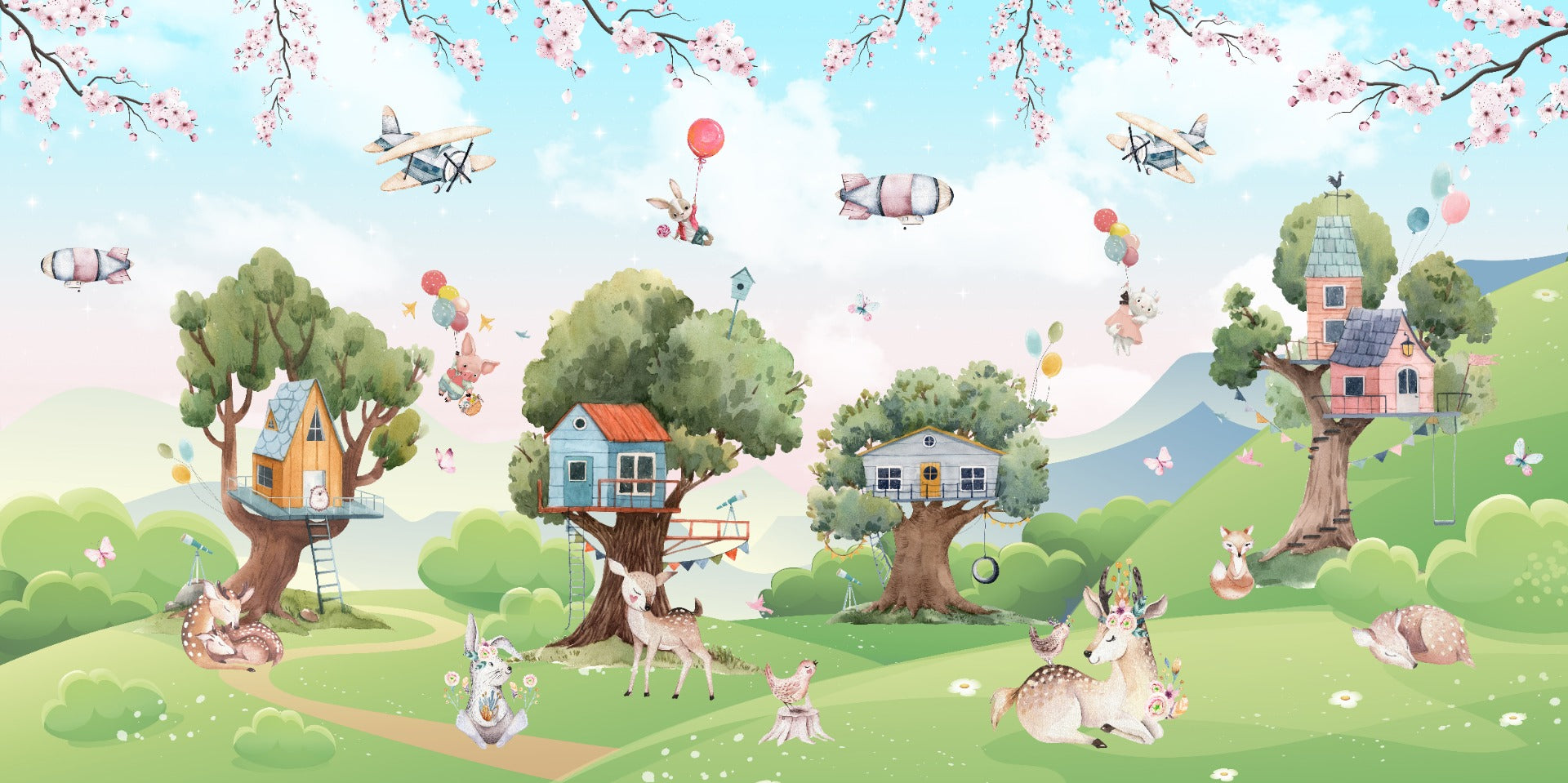 Desen animat magic jungle pentru copii murali de tapet