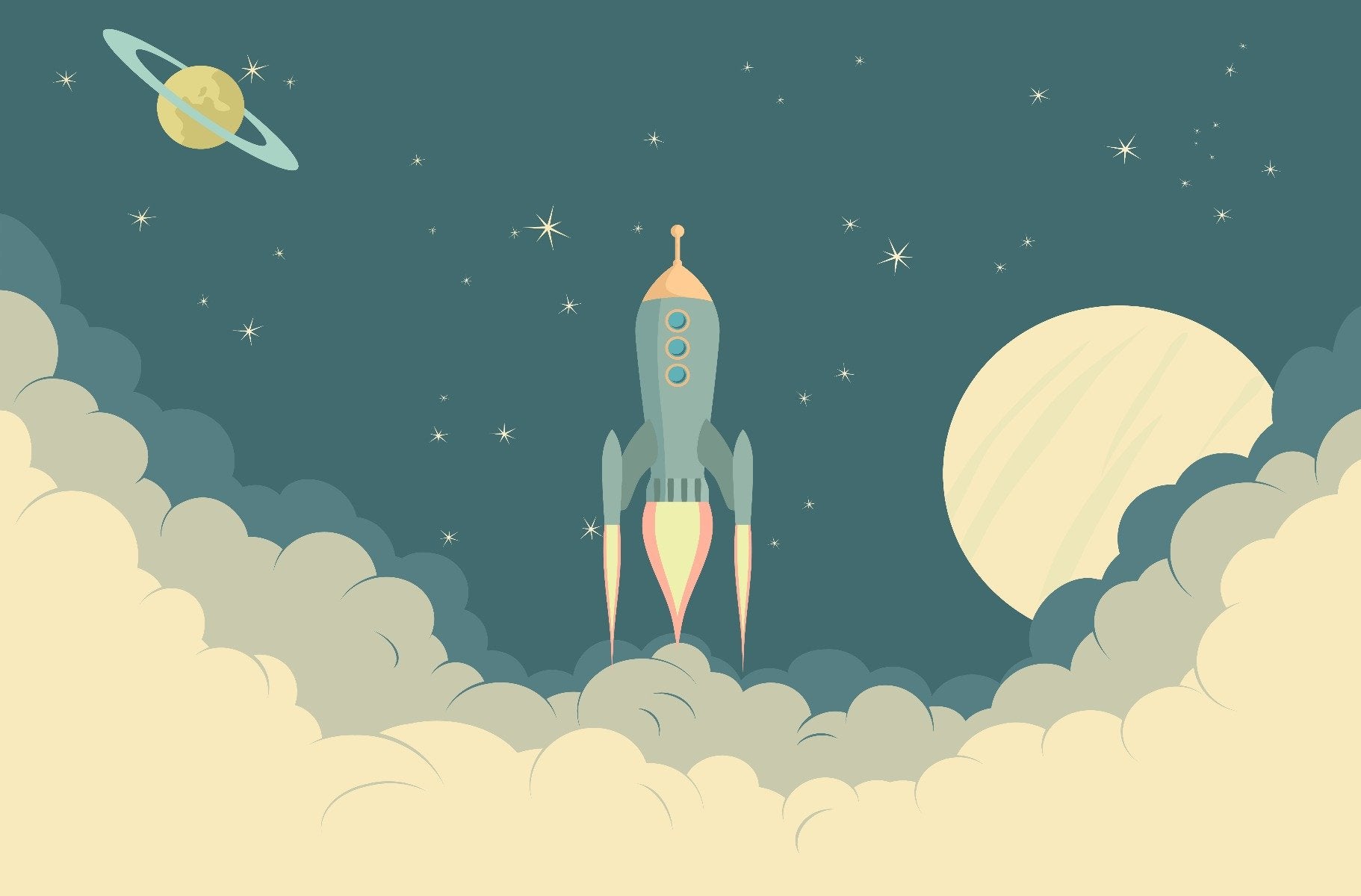 Lancez Rocket Kids Cartoon Wallpaper Mural in your room — zoomed