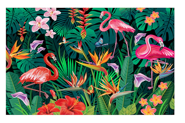 Ausgefallene Flamingos Wallpaper Wandbild in your room — zoomed