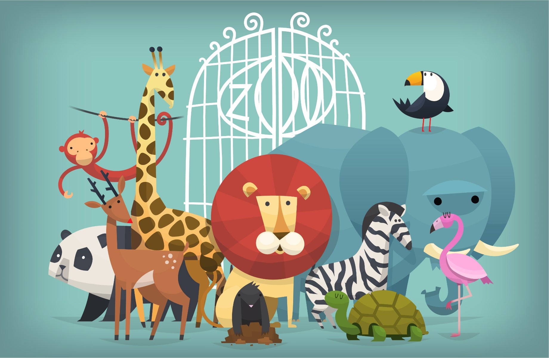 Zoo Animals Wallpaper Mural