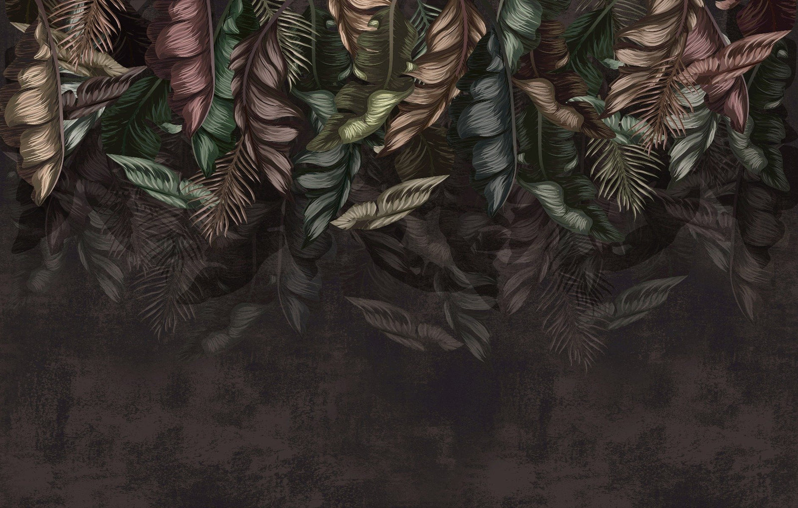 Dark Hanging Tropical Leaves Wallpaper Mural