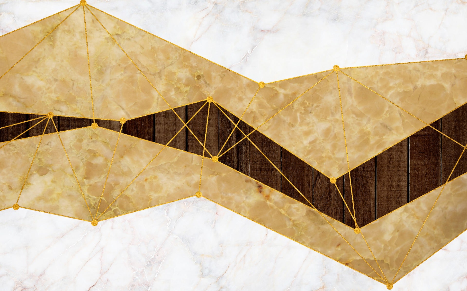Gold Marble & Wood Wallpaper Mural