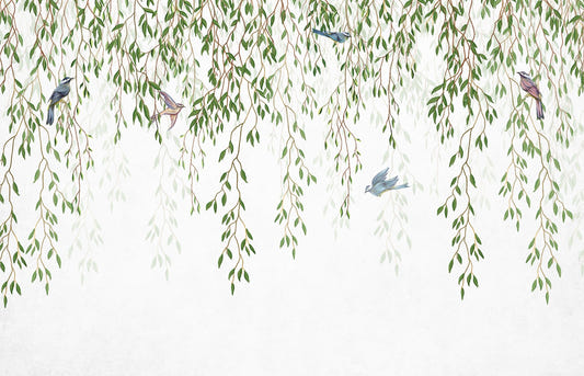 Willow Branches & Birds Wallpaper Mural