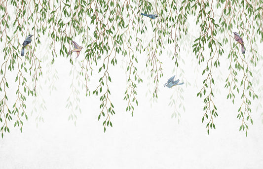 Willow Branches & Birds Wallpaper Mural