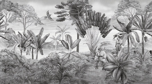 Black and white scenery wallpaper mural
