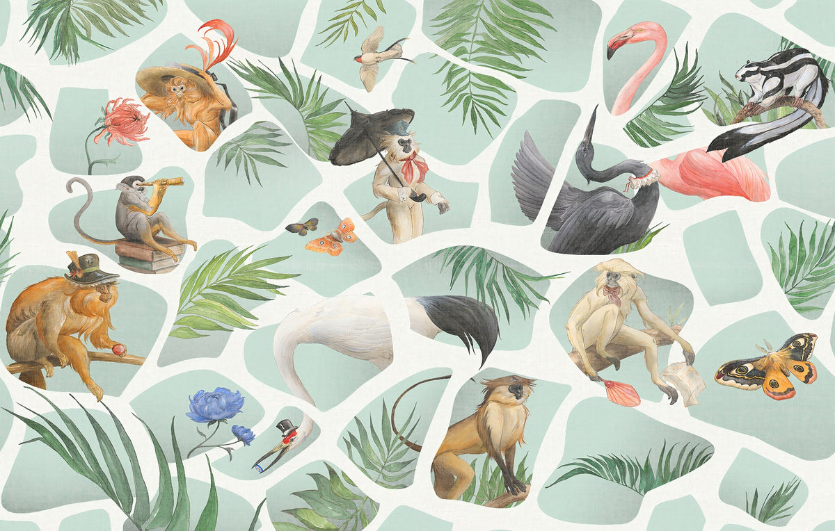 Papier peint à aquarelle de singe mural in your room — zoomed