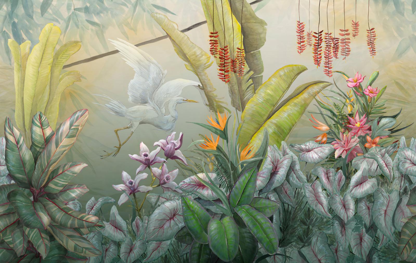 Piante verdi e fiori da parati murale